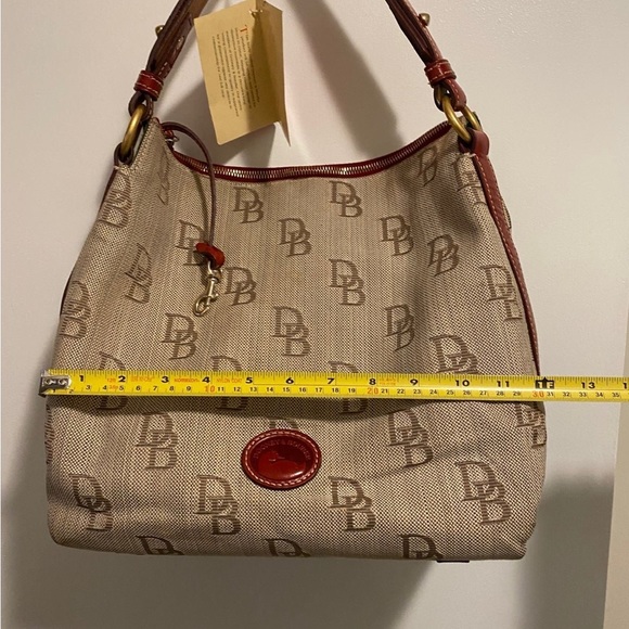 NWT Dooney and Burke Tulip Tassel Tote Handbag - Brand New Brown and Amber - Picture 9 of 12